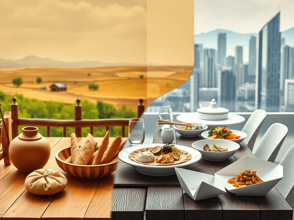 Illustration de l'évolution des habitudes alimentaires à travers les modes et les générations.